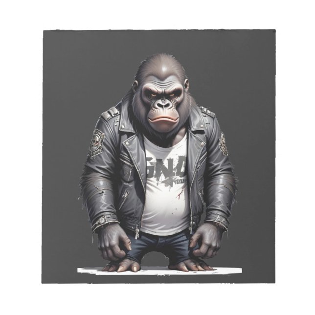 Bloc-note Gorilla Biker Rebel dans le style Cool de veste en (Devant)