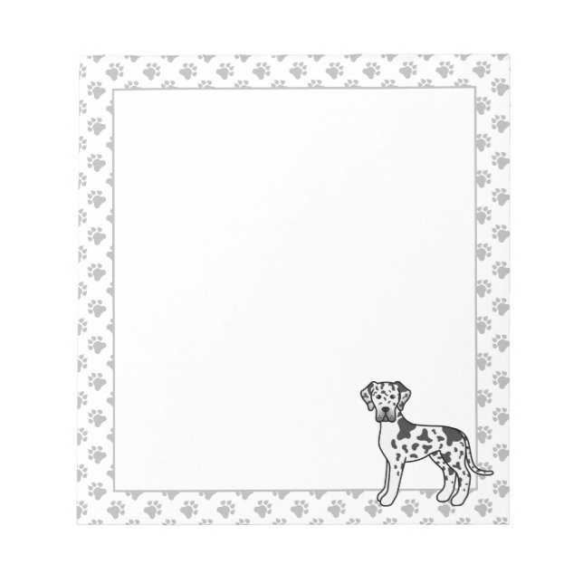 Bloc-note Grand Danois Arlequin Chien de Dessin Animé Mignon (Devant)