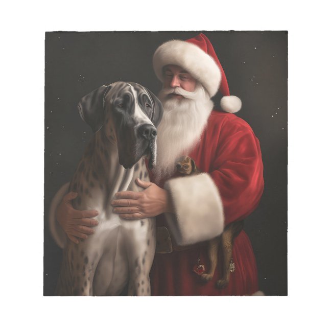 Bloc-note Grand Danois avec le Père Noël Noël Festif (Devant)