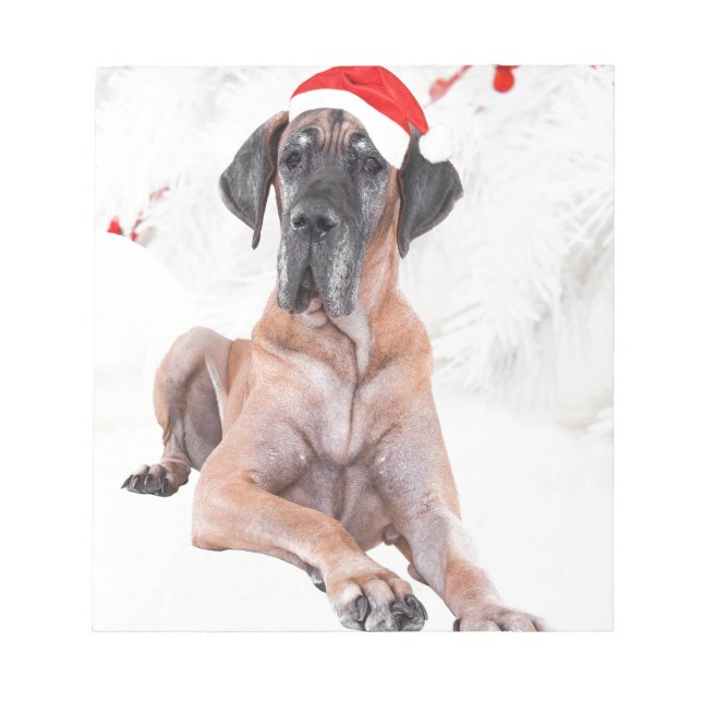 Bloc-note Grand Danois Chapeau Joyeux Noël (Devant)