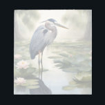 Bloc-note Grand héron bleu<br><div class="desc">Cette image est une représentation peinte d'un Grand Héron Bleu marchant dans un étang rempli de nénuphars entourés de saules. Le Grand Héron Bleu est une image de la faune générée par l'IA de l'une des nombreuses espèces d'oiseaux échassiers.</div>