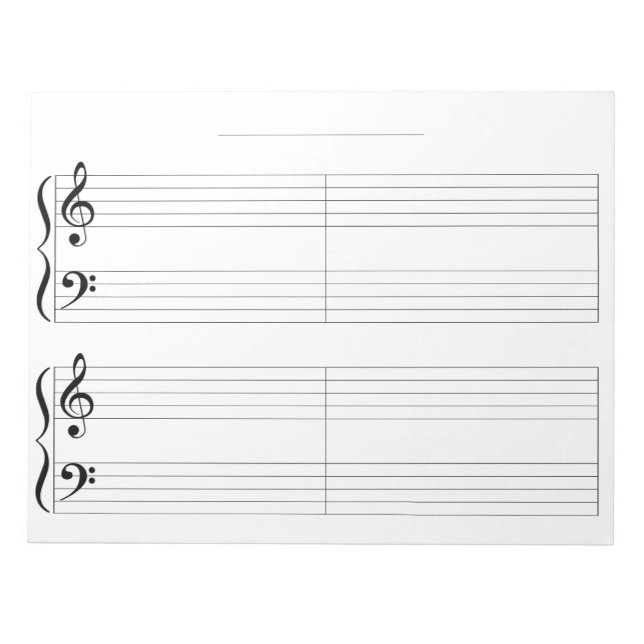 Bloc-note Grand Staff Piano Music Paper pour les enfants et  (Devant)