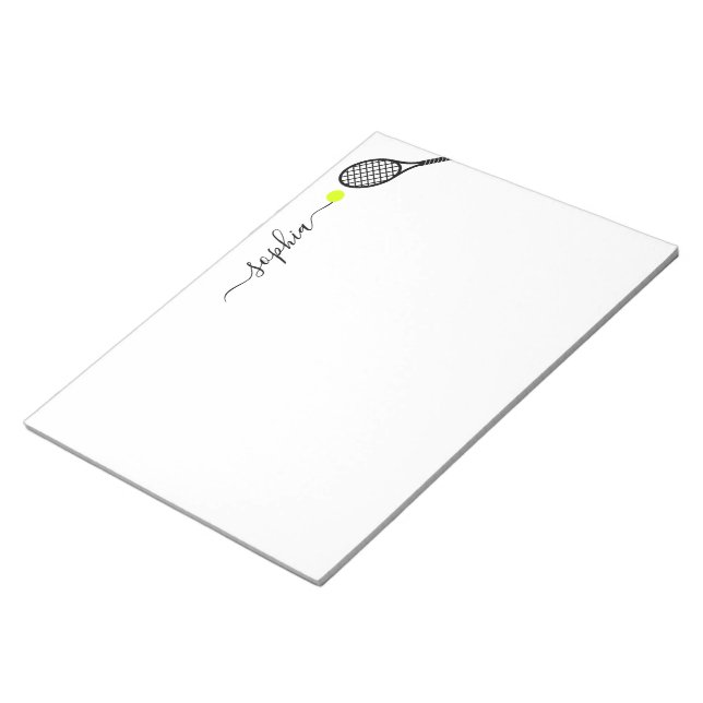 Bloc-note Grand Tennis Personnalisé Racket Ball Nom élégant (Incliné)