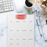 Bloc-note Grande liste d'épicerie de la déchirure Vermillion<br><div class="desc">Vermillion aquarelle titre du script de brosse avec une disposition simple et facile à lire des catégories de magasins d'alimentation. Complet incluant les aliments congelés,  préparés,  en vrac... et même des catégories corporelles et florales pour ceux qui achètent régulièrement des fleurs comme moi.</div>
