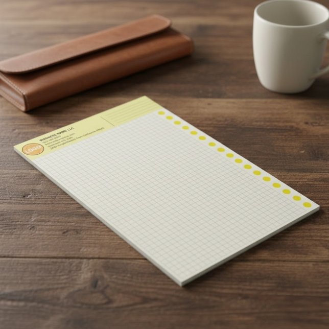 Bloc-note Graph Paper with Logo (Inch Squares) Custom Grid (yellow graph paper with logo, custom large grid notepad, branded corporate graph paper)