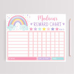 Bloc-note Graphique à cordes Pastel Rainbow Nuages Reward Ch<br><div class="desc">Cette adorable carte de corvées est un excellent moyen de garder votre enfant motivé en travaillant à leurs objectifs pour gagner une récompense. Le design est composé d'un arc-en-ciel pastel et de nuages.</div>