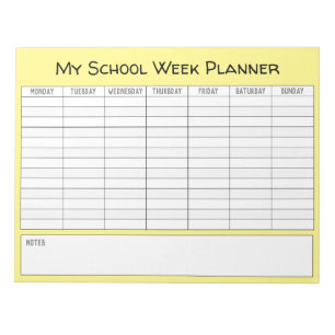 Bloc-note Graphique de planification de la semaine scolaire