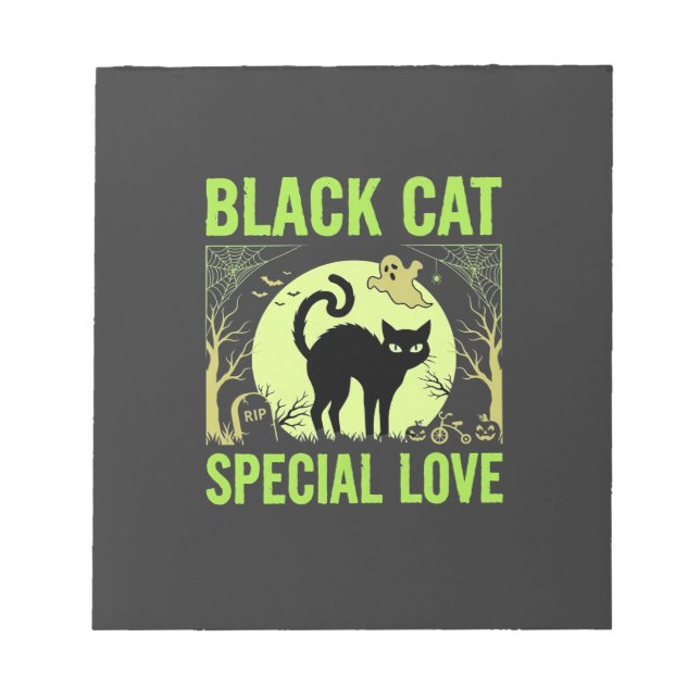 Bloc-note Graphisme d'amour spécial chat noir Halloween (Devant)