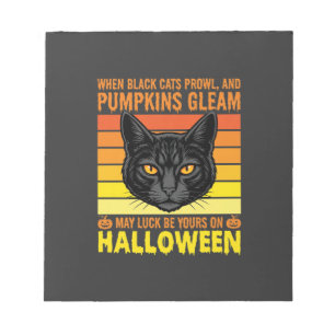 Bloc-note Graphisme de citrouille vintage Halloween chat noi