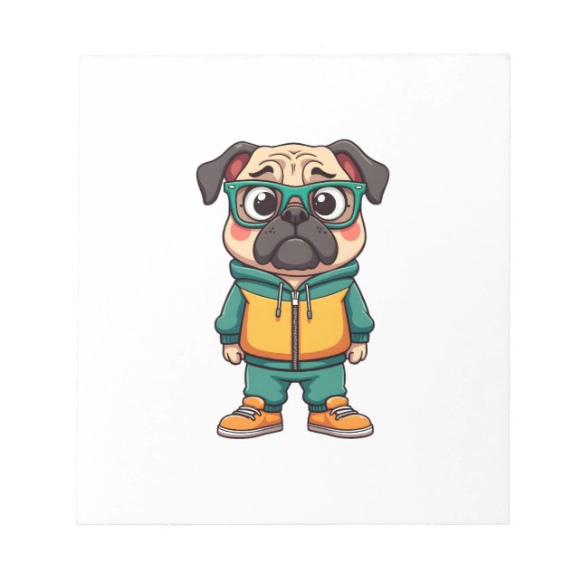 Bloc-note Graphisme de mode urbaine de chien de pug hipster  (Devant)