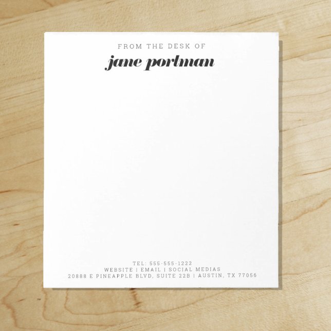 Bloc-note Gras moderne | Élégant | À partir du bureau de ("Everyday is abundantly beautiful." 
Sincerely Best Wishes from Lucky Design World)