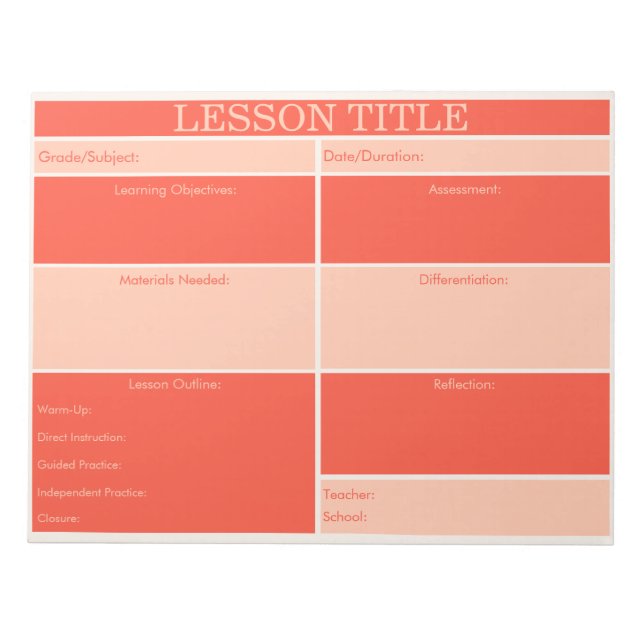 Bloc-note Gras Red Peach Retro Planificateur de leçons pour  (Devant)