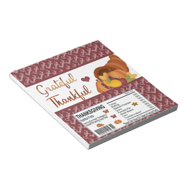Bloc-note Grateful Thanksgiving Bar Wrapper Faveurs (Incliné)