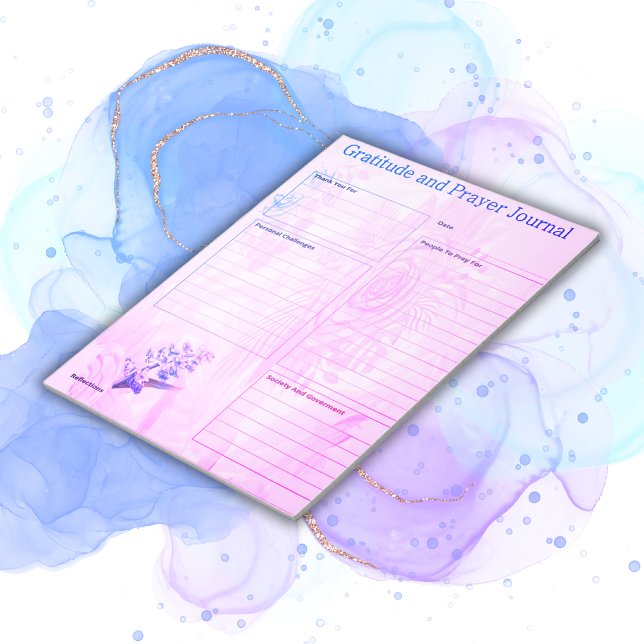 Bloc-note Gratitude et pages de prières rose bleu | (Créateur téléchargé)