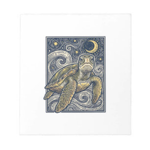Bloc-note Gravure ancienne tortue marine nuit étoilée