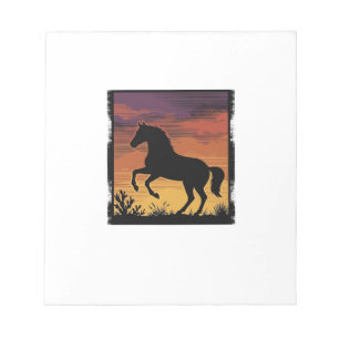 Bloc-note Gravure occidentale silhouette de cheval au couche