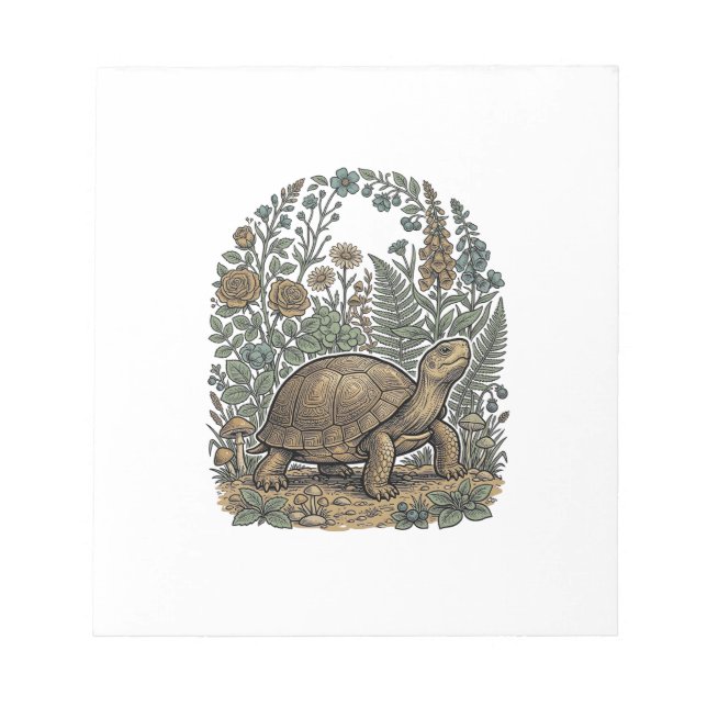 Bloc-note Gravure vintage tortue jardin botanique (Devant)