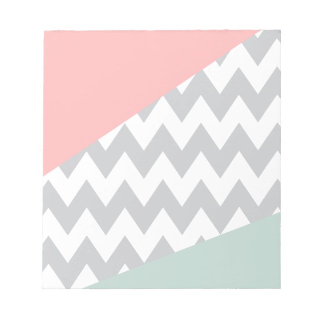 Bloc-note Gray Chevron Mint et Coral (Devant)