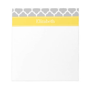Bloc-note Gray White Moroccan #5 Pineapple Name Monogram