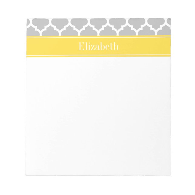Bloc-note Gray White Moroccan #5 Pineapple Name Monogram (Devant)