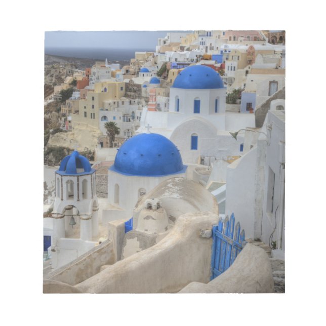 Bloc-note Grèce, Santorin. Clocher et dômes bleus de 3 (Devant)