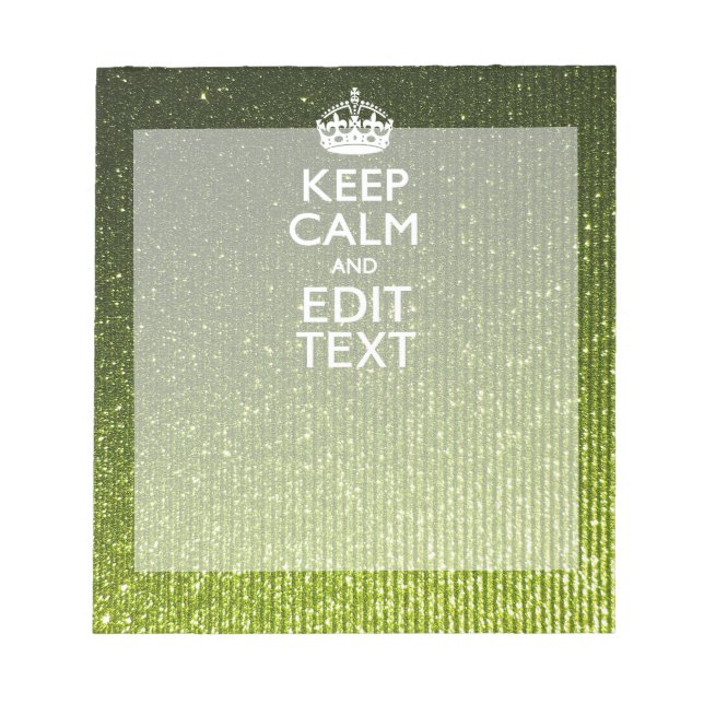 Bloc-note Green Glamour Keep Calm Your Text (Devant)