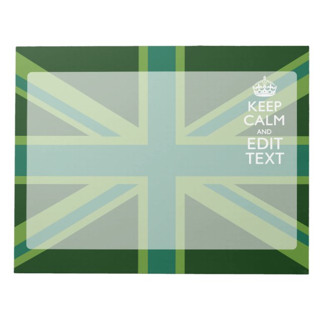 Bloc-note Green Teal Keep Calm And Have Your Text Union Jack (Devant)