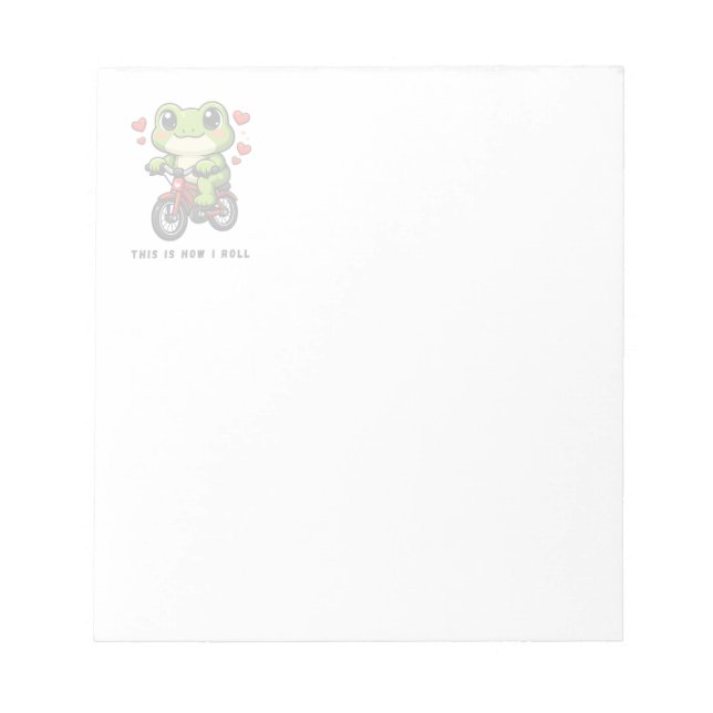 Bloc-note Grenouille Mignonne à Vélo | Art de Grenouille Kaw (Devant)