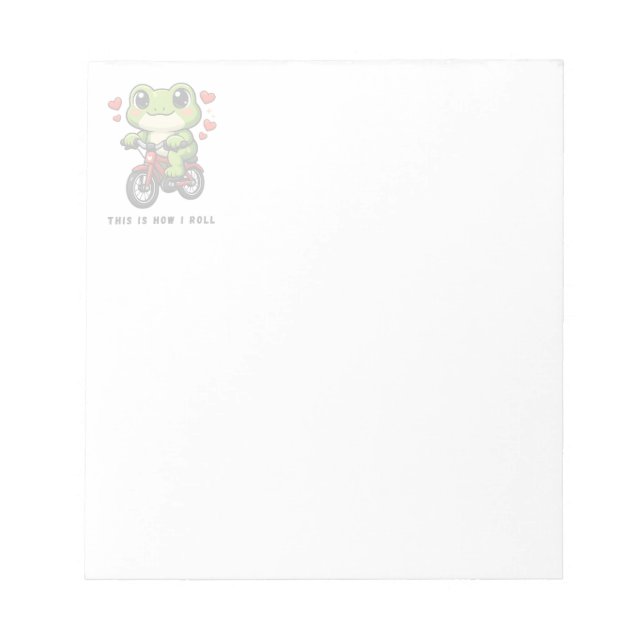 Bloc-note Grenouille Mignonne à Vélo | Art de Grenouille Kaw (Devant)