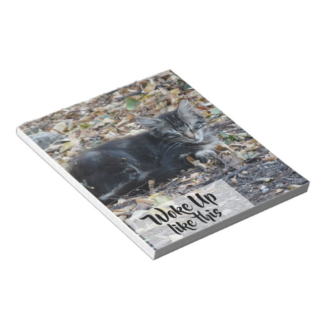 Bloc-note Grey Cat Funky Custom Text (Incliné)