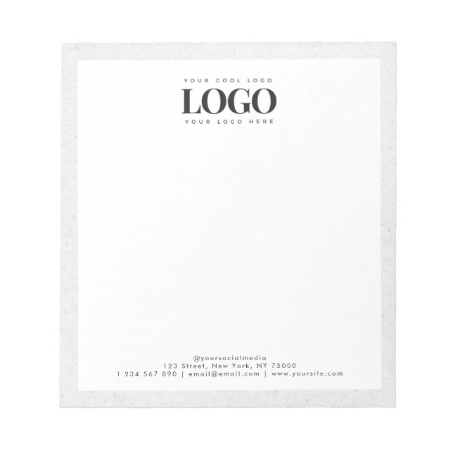 Bloc-note Grey Kraft Ajouter votre rectangle Logo Entreprise (Devant)