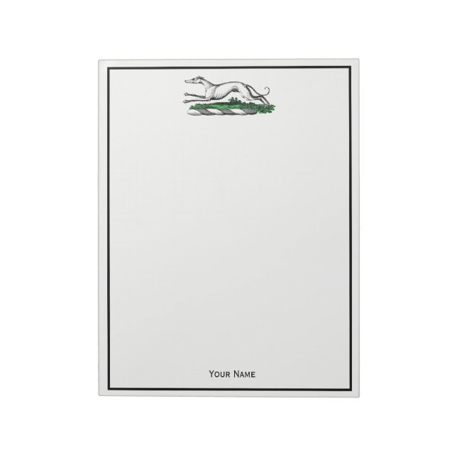 Bloc-note Greyhound Whippet à la tête d'un emblème de crête  (Tourné)