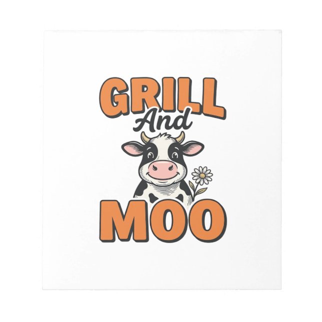 Bloc-note Grill de vache drôle et conception de T-Shirt vint (Devant)