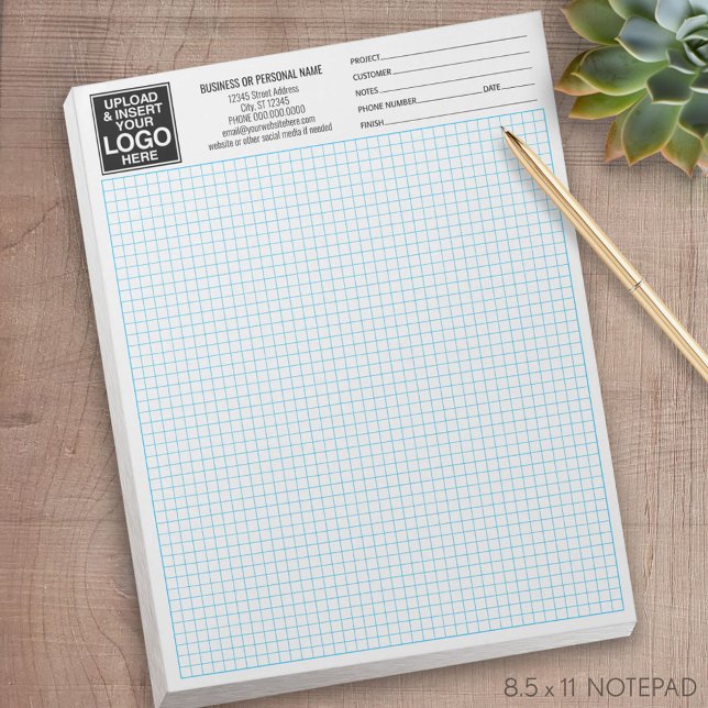 Bloc-note Grille 5 carrés par pouce - Logo du calcpad graphi (Notepad with logo and grid lines)