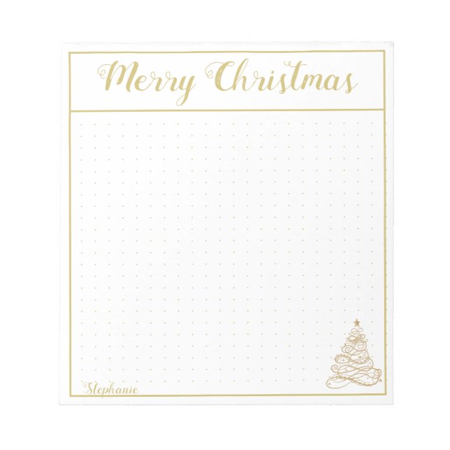 Bloc-note Grille de points : arbre de Noël en filigrane doré (Devant)