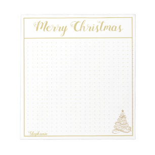 Bloc-note Grille de points :  Arbre de Noël Golden Filigree