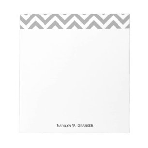 Bloc-note Gris foncé Blanc Grand Motif Chevron ZigZag