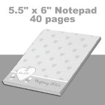 Bloc-note gris mariage avec coeur d'amour<br><div class="desc">Personnalisez ce bloc-notes avec un nom,  pour que la mariée soit pour ses Notes Mariages. Conçu en gris,  argent et blanc,  avec les coeurs.</div>