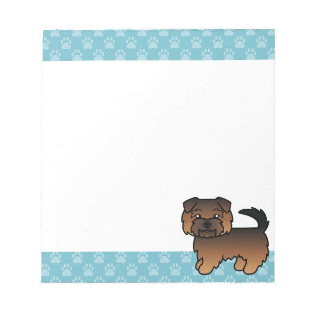 Bloc-note Grizzle Norfolk Terrier Chien Et Bordures Bleues (Devant)