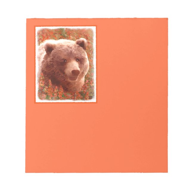 Bloc-note Grizzly Bear Cub dans Fireweed Peinture Art de la  (Devant)