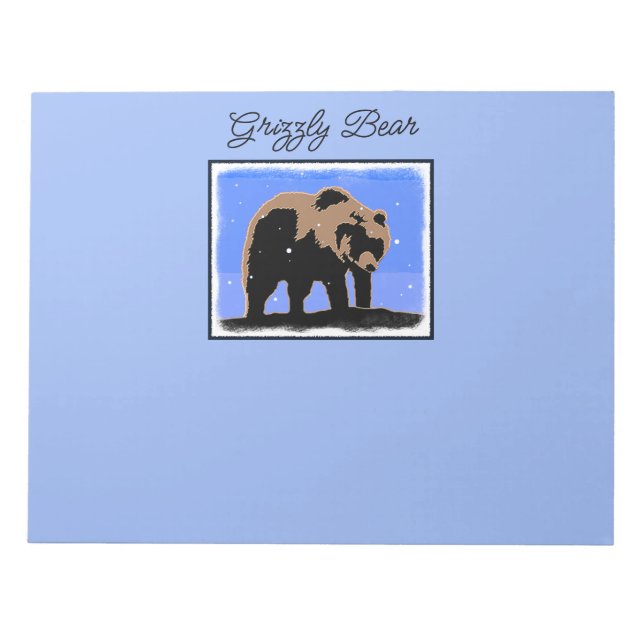 Bloc-note Grizzly Bear en hiver - Art original de la faune (Devant)