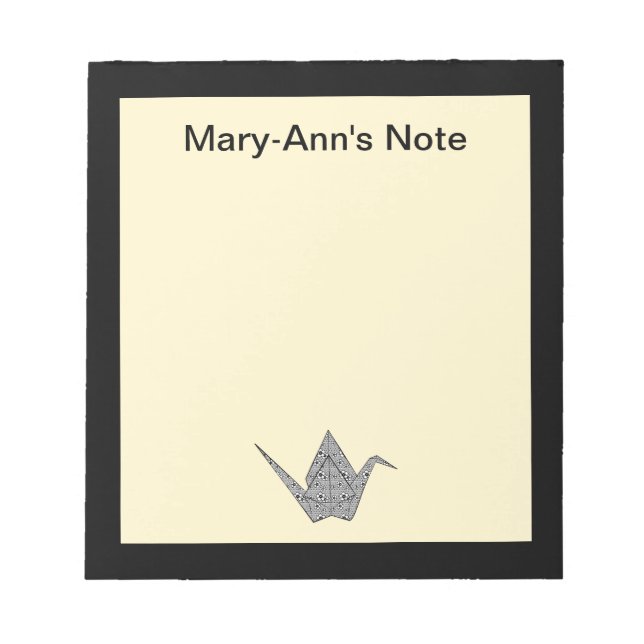 Bloc-note Grue en papier avec coeur noir et fleurs motif (Devant)
