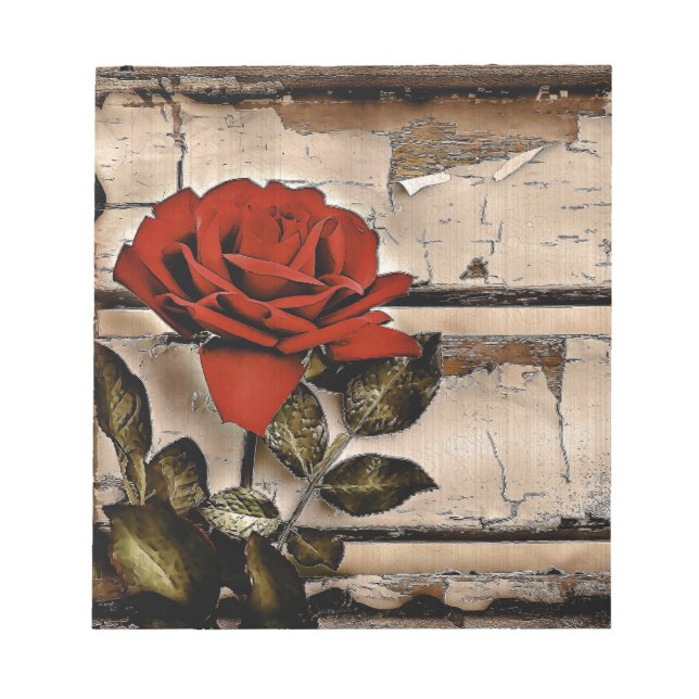 Bloc-note Grunge Distressed Barne Bois Rustique Rose rouge (Devant)