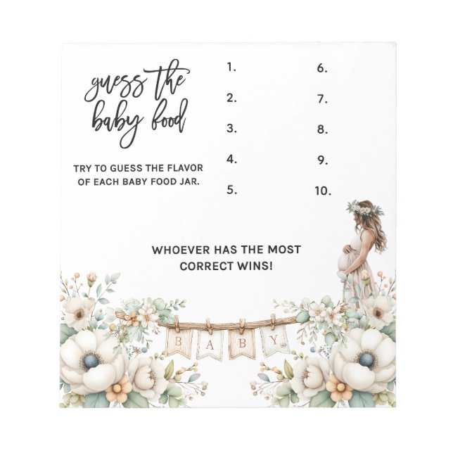 Bloc-note Guess the baby food Baby Shower Game (Devant)