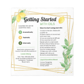 Bloc-note Guide de démarrage des huiles essentielles citrons