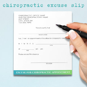 Bloc-note Guide d'excuses moderne Chiropratique Nomination