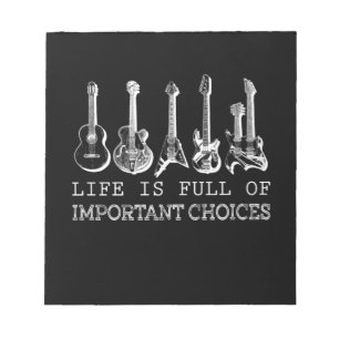 Bloc-note Guitare Lover La Vie Est Pleine De Choix Importa