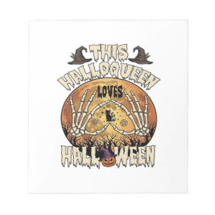 Bloc-note Halloqueen Aime Halloween Squelette Mains Chat Noi