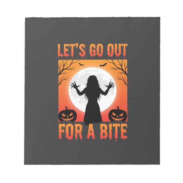 Bloc-note Halloween Allons Sortir Pour Une Morsure Horreur (Devant)