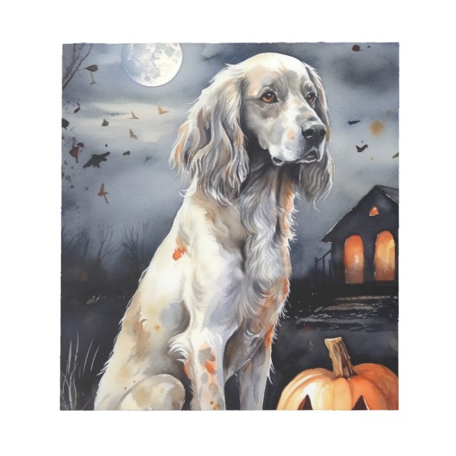 Bloc-note Halloween Anglais Setter Avec Scentation Citrouill (Devant)